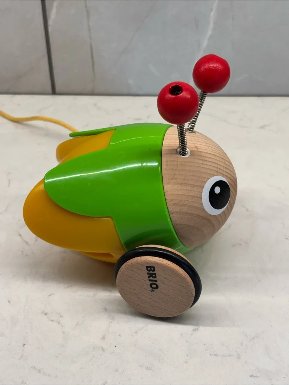 BRIO Pull Along Light Up Firefly Wood Bug Toy Works HTF
